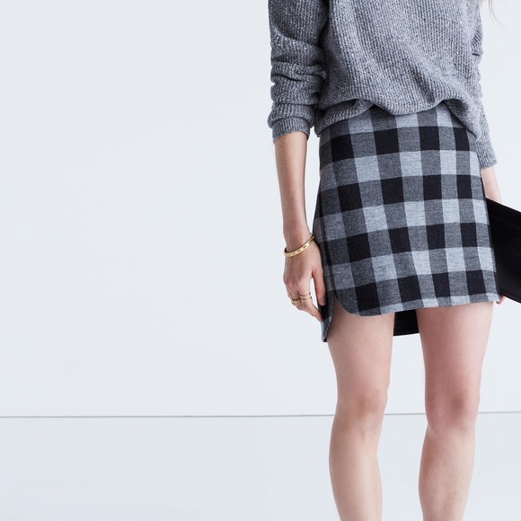 Madewell Dresses & Skirts - Madewell Shirttail Skirt In Plaid Size 8 Gray Wool